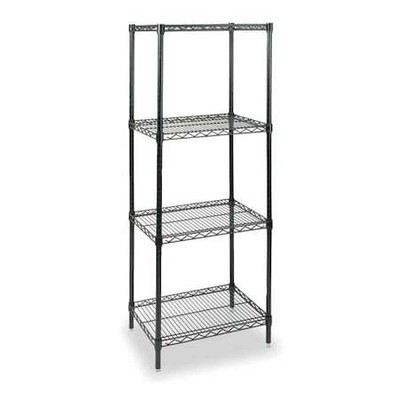 Zoro Select 2Kpn1 Wire Shelving Unit, 18''D X 36''W X 74''H, 4 Shelves, Black