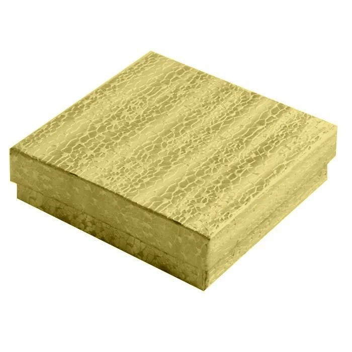 Gold Cotton Filled Gift Box Jewelry Craft Collectibles Packaging Boxes Wholesale - Image 3 of 4