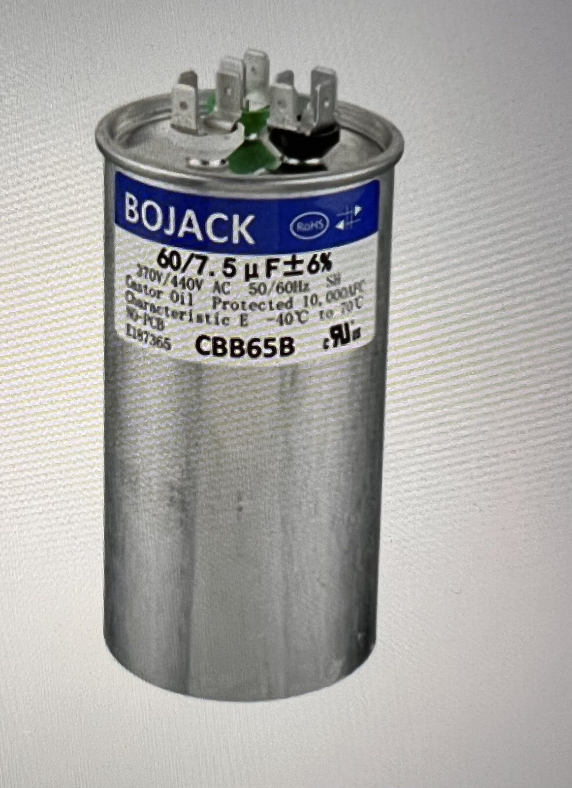 BOJACK 60+7.5 uF 60/7.5 MFD ±6% 370/440 V CBB65 Dual Run Circular Capacitor AC