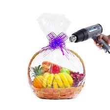 5 Pack 32x40 Inch Clear Cellophane Shrink Wrap Bags for Gift Baskets