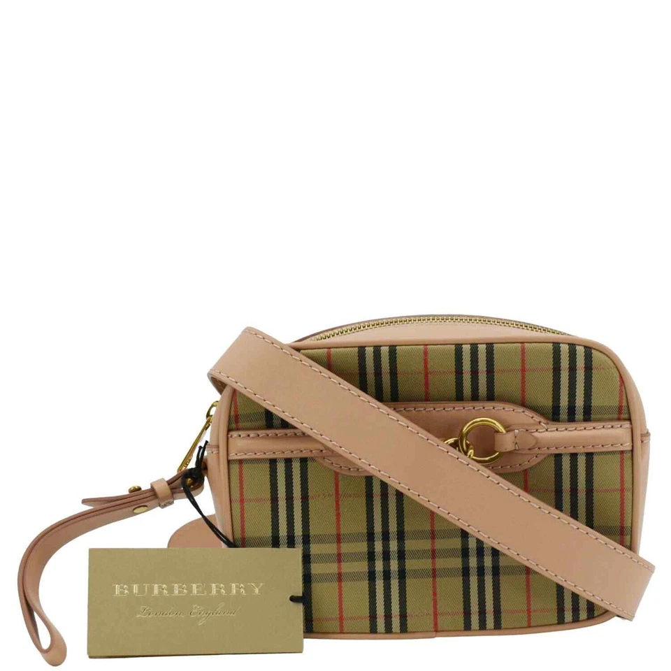 Bolso Bandolera Burberry 1983 Knight Check Link Cuero Rosa