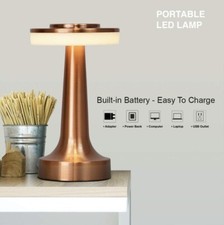 Portable LED Table Lamp with Touch Sensor, 3-Levels Brightness, Rose Gold Color.