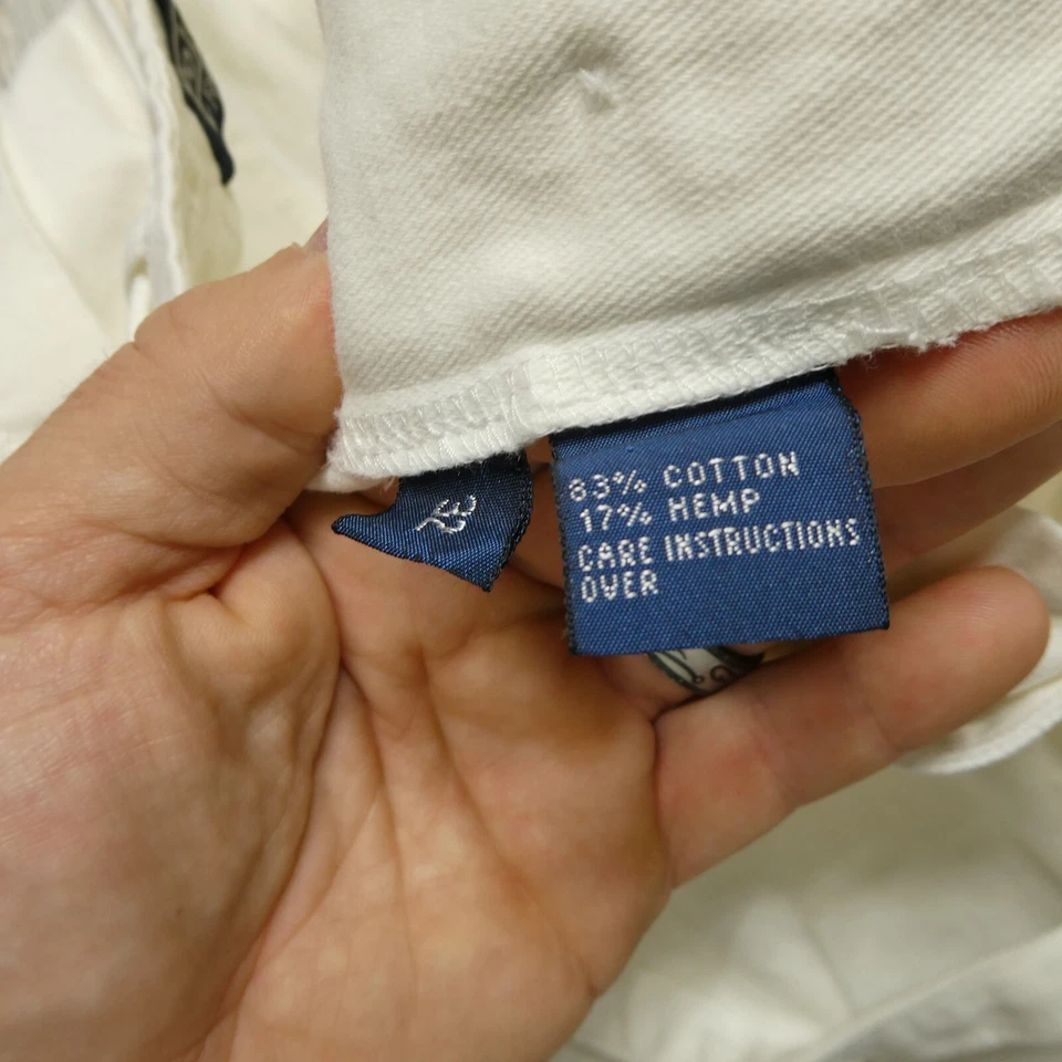 Polo Ralph Lauren Shorts Womens Size 32 White Cotton Hemp Belted Chino - Image 4 of 4