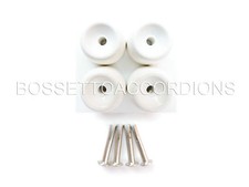 SET OF 4 White Plastic Accordion Feet Akkordeon F  e 22 x 13mm NEW Imported