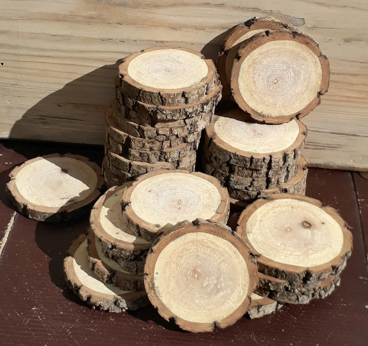 Wooden Slices Wood Log Discs Round Rustic Wedding Crafts Coasters 4CM To  15CM