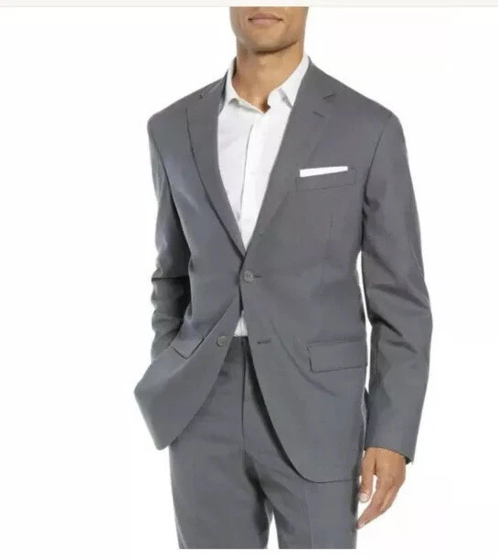 NORDSTROM Tech Smart Trim Fit Stretch Wool Travel Blazer Grey 299 46L M5