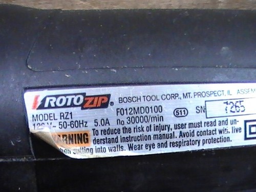 ROTOZIP #RZ1 5.A 30,000 RPM SPIRAL SAW W/7 BITS & WRENCH PRE-OWNED & TESTED - Picture 7 of 9