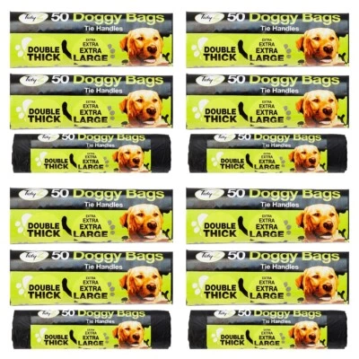 Dog Poo Bags Extra Strong Large Double Thick Dog Poop Tie Handles Doggy Bags New