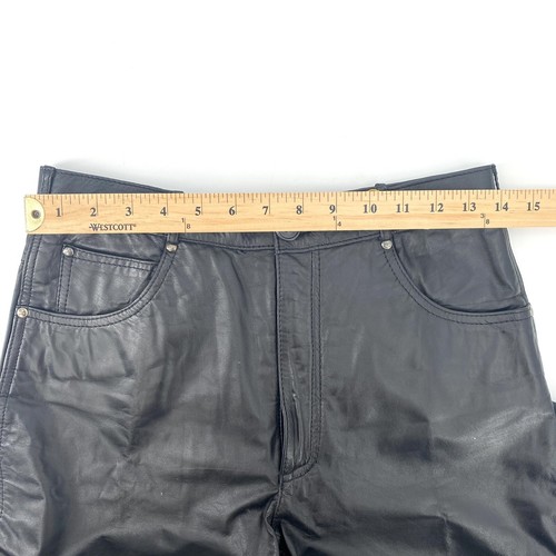 Pantalones de Colección Alan Michaels Cuero Negro Motociclista Pierna Recta Talla 30 (sin dobladillos) - Imagen 7 de 10