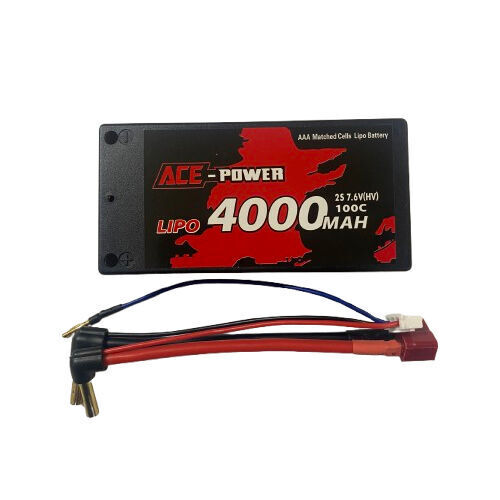 Ace Power 2S 7.6v 4000mAh 100C Hard Case HV Shorty LiPo Battery w/ Deans Connect - Picture 1 of 1