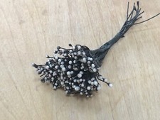 Vintage Millinery Flower Stamen Pips Matte Black White Bunch Hat Supplies NOS