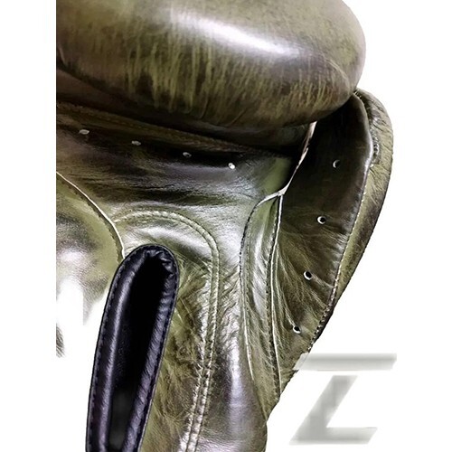 Vintage Boxhandschuhe grün und schwarz Leder - Bild 6 von 6