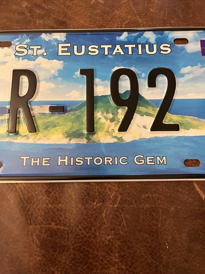 St Eustatius License Plate Dutch Caribbean Rental Car pop 3,100 Tag R