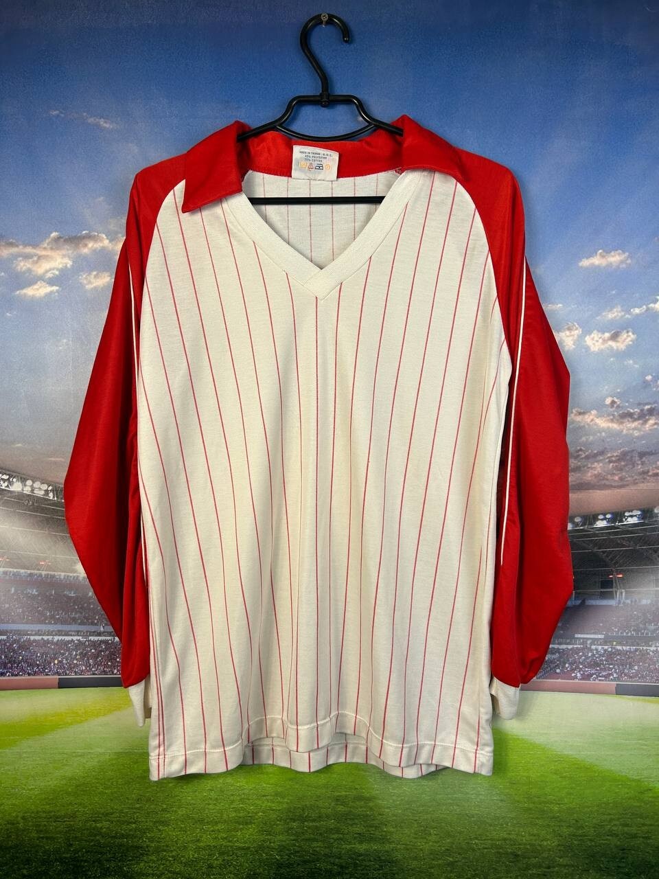 Saller Vintage Jersey Long Sleeve Football Shirt 90s White Trikot Mens Size L