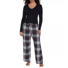 NEW GAP Women's Ladies Flannel Pajama Set True Black Plaid Size S