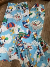 Vtg Disney Mickey Pluto Dumbo Goofy Etc Curtain Panels Lot Of 4