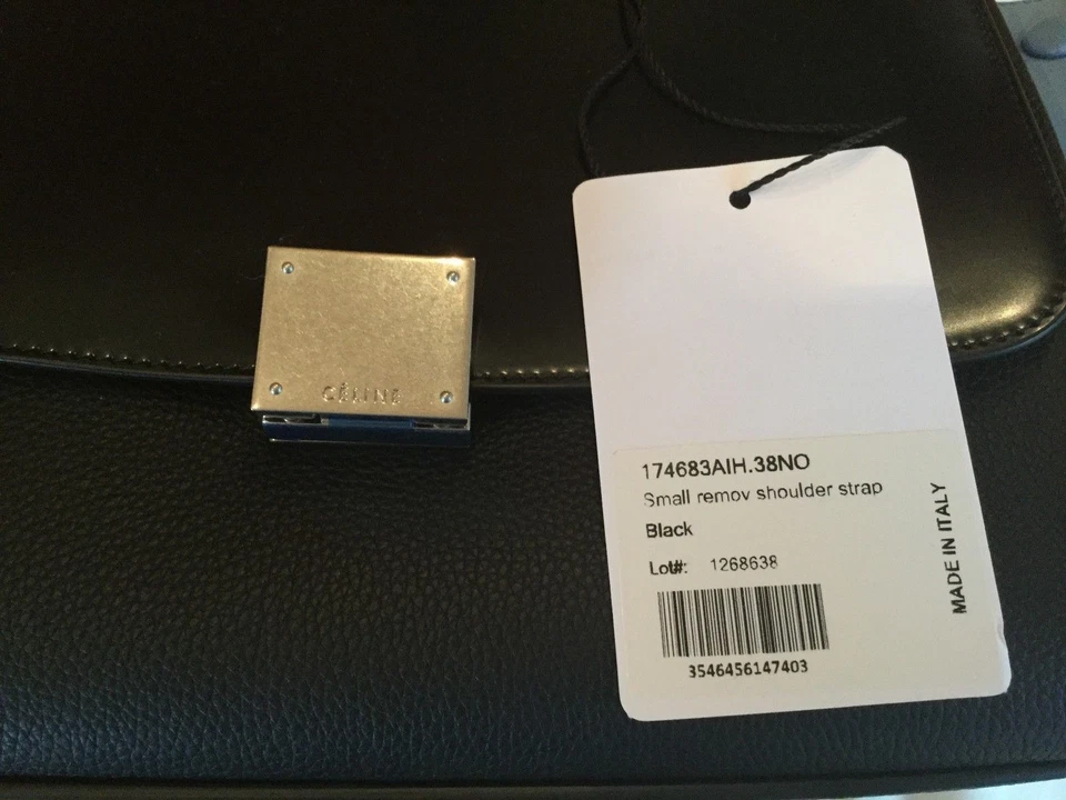 NWT CELINE TRAPEZE BLACK BLUE GRAINED CALFSKIN MULT COLOR 174683AIH.38NO  - Image 4 of 4