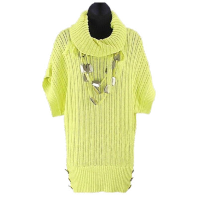 トップス x.o.x.o XOXO Top Sz S Lime 100% Cotton 3Pc Drop SS Necklace Detachable