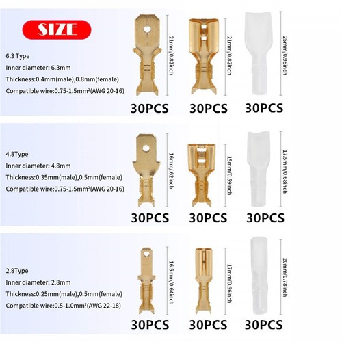 900/720Pcs Male & Female Quick Splice Spade Wire Connectors Crimp Terminals Kits - Picture 49 of 58