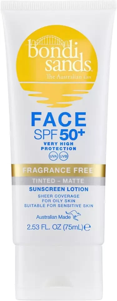 Bondi Sands SPF 50+ Fragrance Free - Matte Tinted Face Lotion 75mL - New