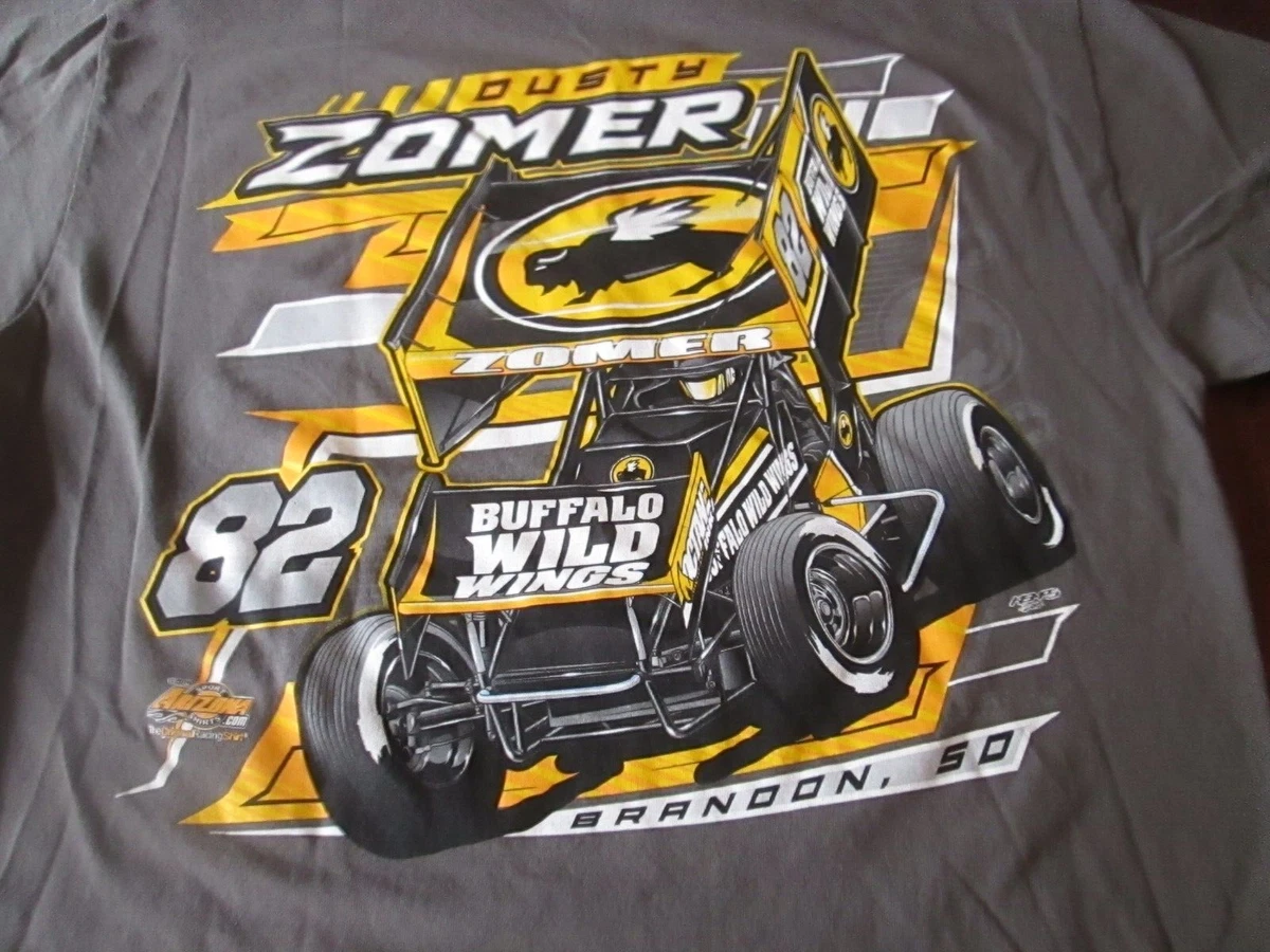 DUSTY ZOMER Sprint Car Dirt Track Racing T Shirt Gray Large
