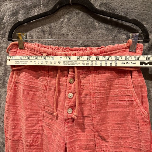 Sundance Coral Textured Ankle Pants Size Small Tie Waist Button Fly Boho - Picture 5 of 12