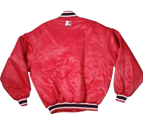 Vintage Starter Nebraska Corn Huskers rote Satin Bomberjacke Gr. Medium M 90s Herren - Bild 2 von 7