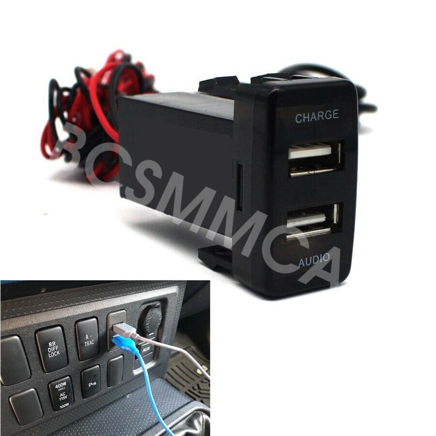 Car Charger Socket Dual 2 USB Port Adapter Fit For Toyota FJ Cruiser 2007-2014