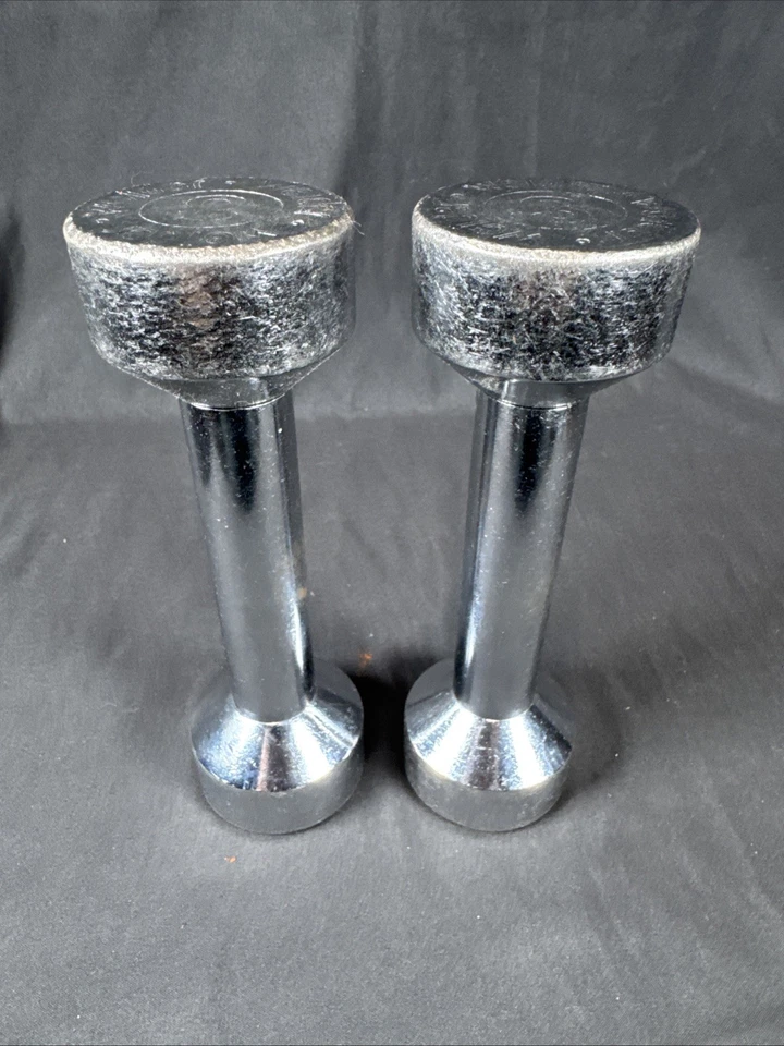 ✨Juego de pesas vintage Weider cromadas par de mancuernas de 3 lb (6 lb en total) atornilladas Foto 4 de 4