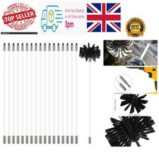 24FT Chimney Sweep Kit: 18 Flexible Rods & Replaceable Brush Heads for Effici...