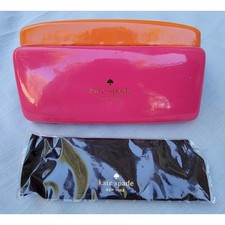 Kate Spade New York Hard Shell Eyeglass Case Pink Orange Colorblock with Cloth