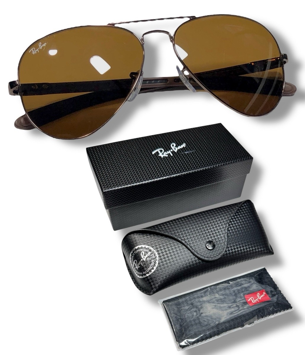 美品 レイバン テック アビエーター カーボン ファイバー RB8307 Ray Ban RB8307 Aviator Tech Carbon Fibre Silver Gray Polarized 58