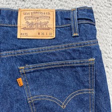 Vintage Levis 20517 Orange Tab Jeans Mens 36x32 Dark Wash Bootcut 90s USA Cowboy