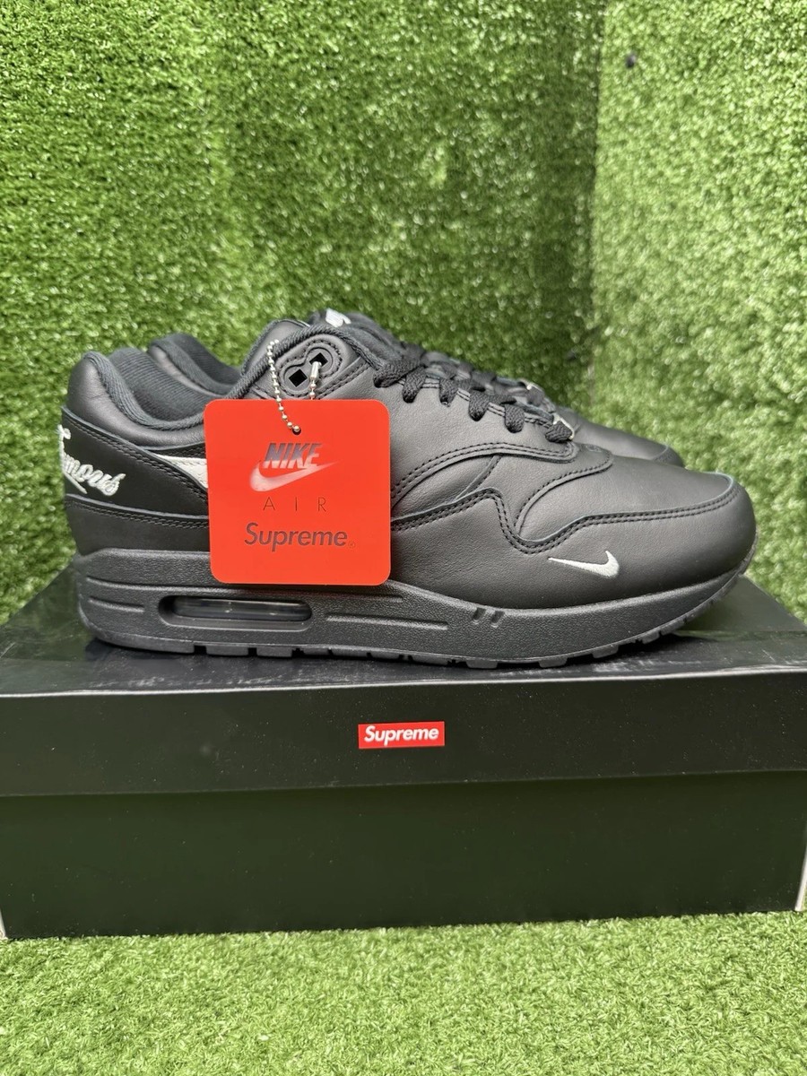 Size 9.5 - Nike Supreme x Air Max 1 '87 SP Black White | eBay