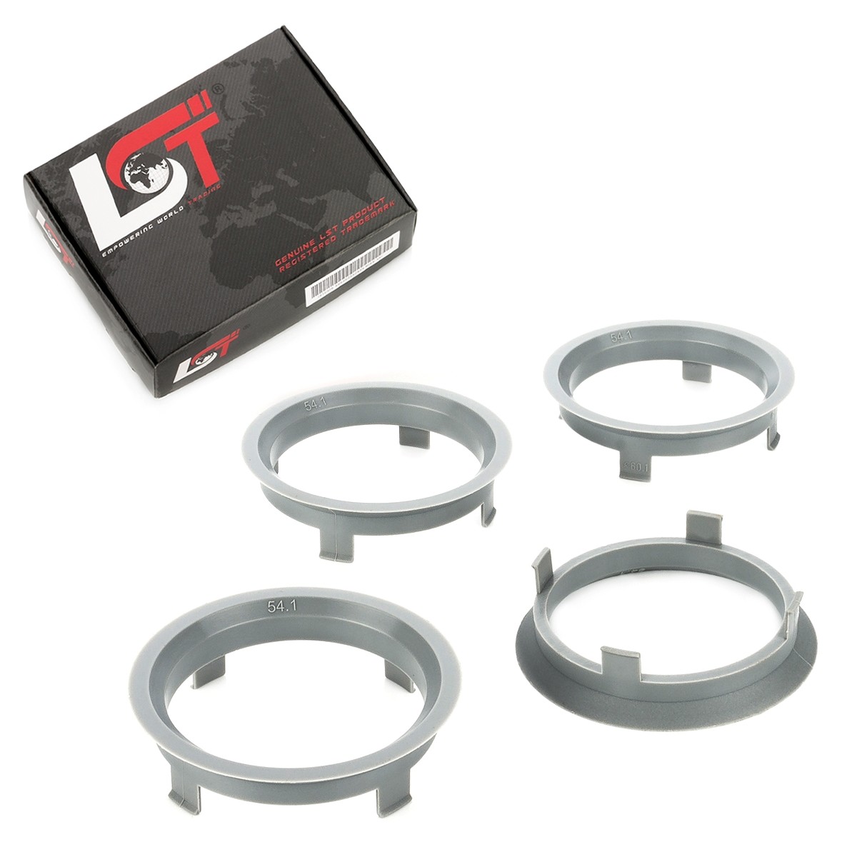 4x centering rings spacers gray aluminum wheels Ø 54.1 - Ø 60.1 mm for Fiat