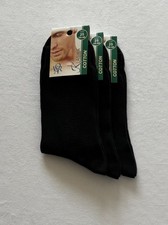 Cotton 100 Socks US Size 10-11 3 Pairs Black