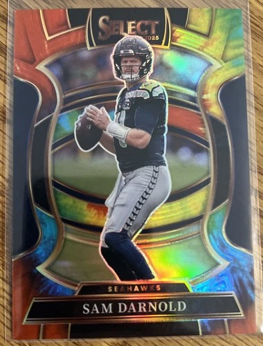 2025 Panini Select Tie-Dye Prizm Sam Darnold Concourse /25 Seahawks Champs Mint