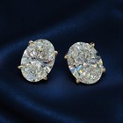 4Ct Oval Cut Lab Grown Diamond Birthday Gift Stud Earring 14K Yellow Gold #95 — photo 3