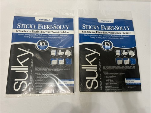 Sticky Fabri-Solvy Stabilizer 12/Pkg - 8.5"X11" Set/Lot of 2 - Picture 1 of 3