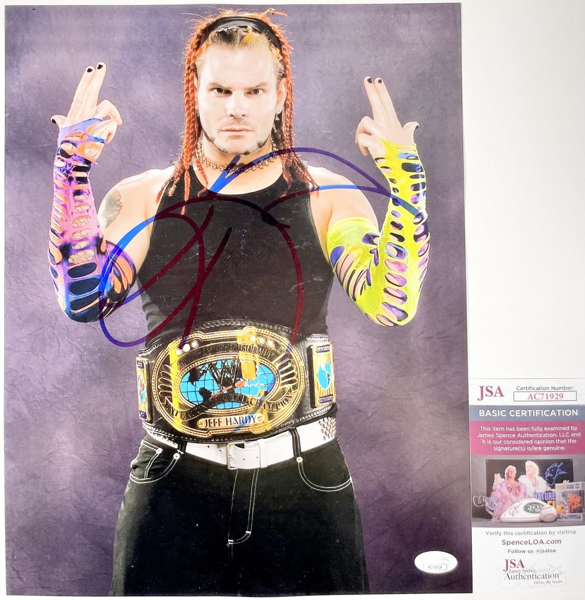WWE Jeff Hardy Signed 11x14 Photo B Authentic Autograph