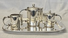 SERVICE THE / CAFE EN METAL ARGENTE CHRISTOFLE  ART DECO NORMANDIE TRANSAT