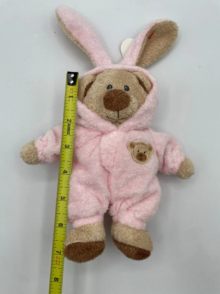 New Ty Pluffies Baby PJ Bear Pink Bunny NON-Removable Pajamas Plush 7" 2007 - Image 2 of 4