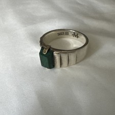 Mädchenname kleiner Ari Silber Malachit Ring 925 Sterling Silber Größe US 10 T1/2 