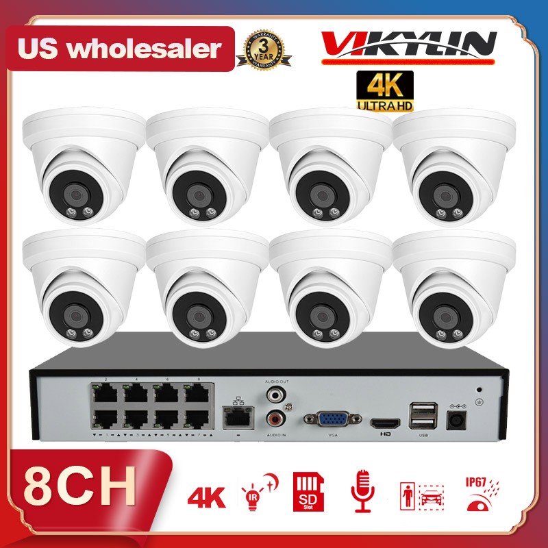 8mp Security Ip Camera Mic Ir30m Outdoor Lot