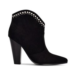 NEW Women $150 Nine West Sera Black Suede Dress Booties Studded SZ-8