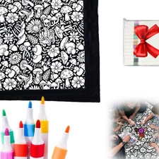 47" * 55" Coloring Blanket with Markers Color Your Own Blankets ,24 Pigment pen