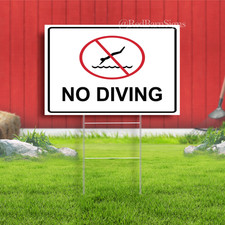 NO DIVING Indoor Outdoor Yard Sign with metal stakes