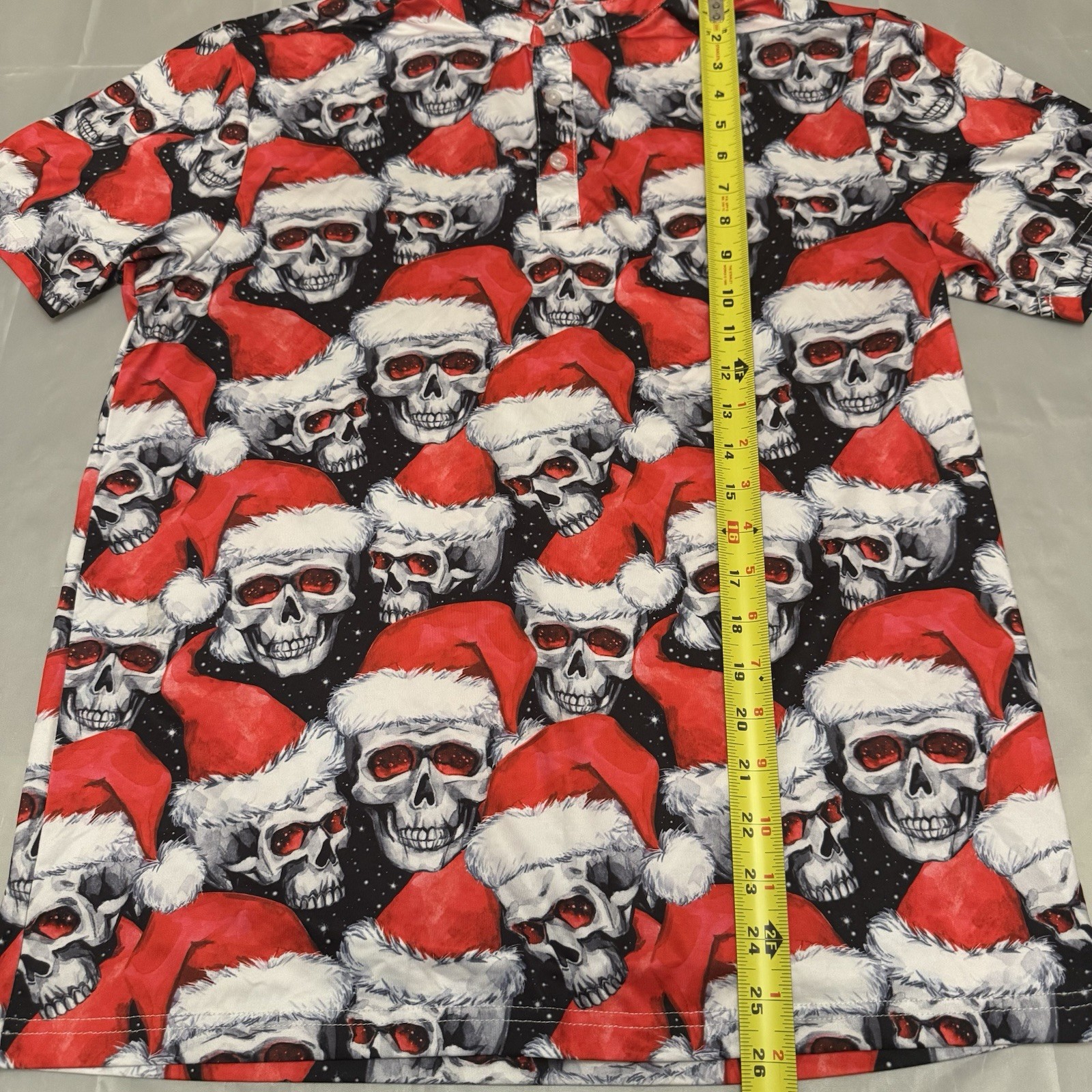 Festive Holiday Polo Shirt With Skulls Wearing Santa Hats image 4