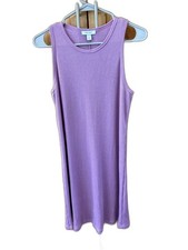 Nine West Lavender L Stretch Ribbed Sleeveless Dress Stretch Pullover