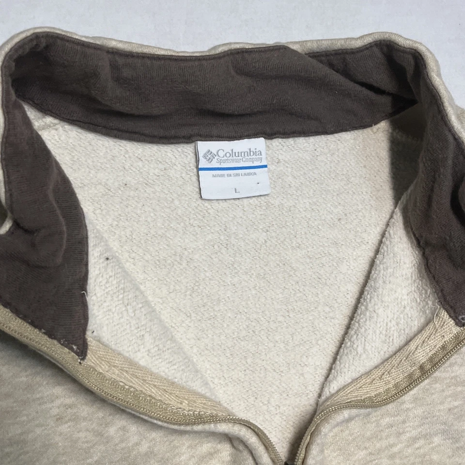 Columbia Men's Pullover Fleece Large 1/4 Zip Beige Brown Hiking Outdoors Winter - Image 2 of 4
